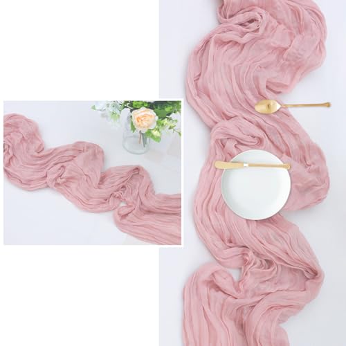 Hyperex 20-HE-TR-002-01 6 Pack Cheesecloth Table Runner, Pink 10Ft Gauze Table Runners For Wedding Decorations, Party, Baby Shower thumb #4