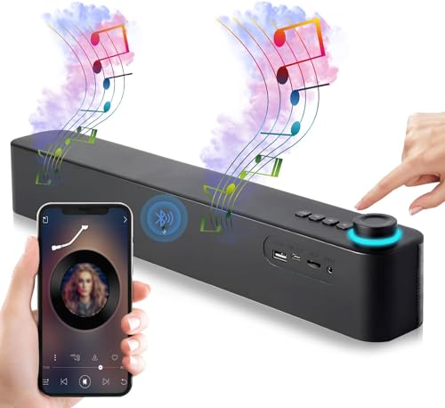 Barra de Sonido Bluetooth 5.0 Inalámbrico - RGB Barra de Sonidocon, con Doble Diafragma de Graves, para TV Bocinas para PC, Admite Los Modos de Reproducción...