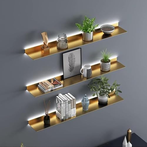 Étagère murale lumineuse en métal LED étagère flottante multi-niveau salon
