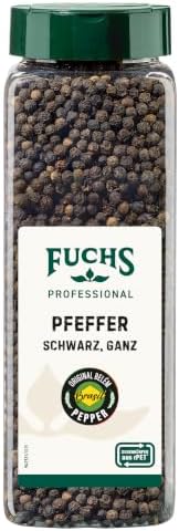 Fuchs Gewürze Pfeffer schwarz ganz, 500 g | Ungemahlener Pfeffer zum Mörsern oder für die Pfeffermühle | Für Großverbraucher, Restaurants, Gastronomie