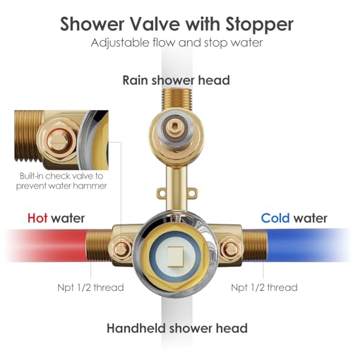 Image of Gabrylly Shower System, Wall Mounted Shower Faucets Set with Shower Valve, High Pressure 10 inch Rain Shower head with Handheld Spray Combo, 2 Way Rainfall Shower Head Set, Chrome