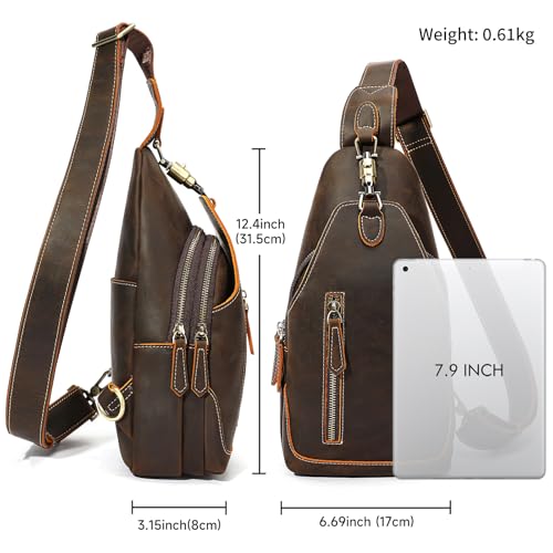 Image of NIUCUNZH Genuine Leather Crossbody Sling Bag Handmade Classic Vintage Shoulder purse daypack Backpack