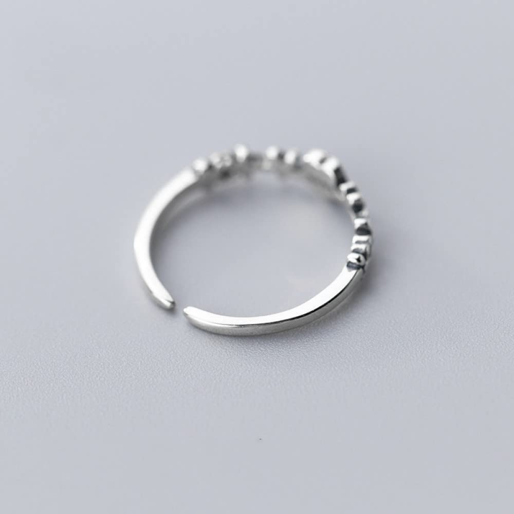 HGJH Ring Silber 925 Damen, S925 Sterling Silber Fünf Blütenblatt Blume Ring Verstellbare Ringe Temperament Offener Ring Silber Daumenring Ewigkeitsring Hochzeit Charme Schmuck Geschenke Für Männer M