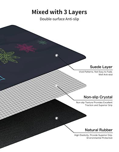 Nuveti Printed Travel Yoga Mat-1/16 Inch Thick Non Slip Fitness Workout Mat With Carrying Bag, Foldable Lightweight Suede & Natural Rubber Yoga Mat For Yoga Pilates And Fitness 72" L X 24" W X 1.5Mm #TOP3