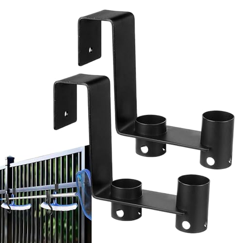 Fenytay Ganchos Para Pértigas De Piscina - 2 Piezas Gancho Metálico Ajustable Para Bordillo | Accesorio De Exterior Para Playa, Muro, Terraza, Deportes, Natación Y Jardín