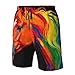 VAFZASC Men's Fashion Beach Shorts Swim Trunks Rainbow Wild Horse Head Waist Drawstring Unique Board Swimsuit, 3X-Large