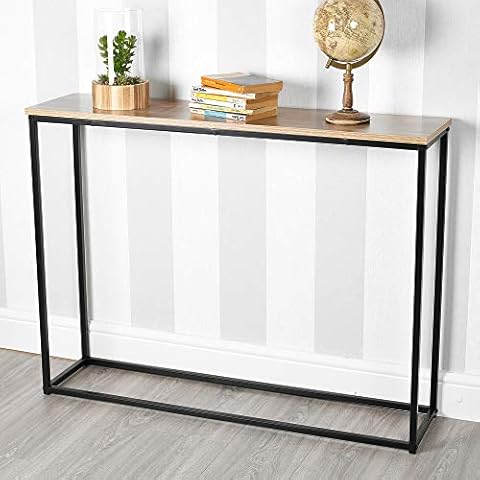 URBNLIVING Wooden Hallway Console Table with Metal Legs (Oak) Cover