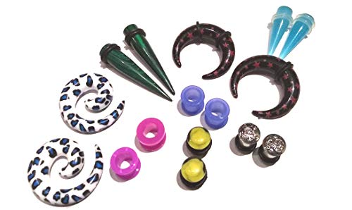 8 Pair Assortment Mix of Ear Plugs Tapers Spirals Tunnels Acrylic Steel Organic Gauges Sizes 8g-5/83