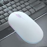 静音有線マウス ライト付き 薄型 光学式 プラグアンドプレイ 軽い 持ち運び オフィス フィット感 PC ラップトップ ノードパソコン用 滑り止めホイール オシャレ Windows XP/7/8/10/11、Mac OS対応 (白)