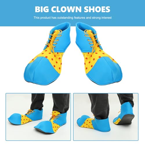 Clown Shoes Adult Men Women Funny Costume Accessories Round Head Shoes Prom Props Halloween (Blue+Yellow) - Image 3