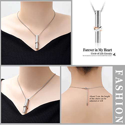 Cremation Jewelry Urn Pendant Necklace For Women Men Cube Memorial Lockets Stainless Steel 2Pcs Urn Necklace Ashes Jewelry Keepsakes Gifts (Cylinder-Silver&Black) #TOP4