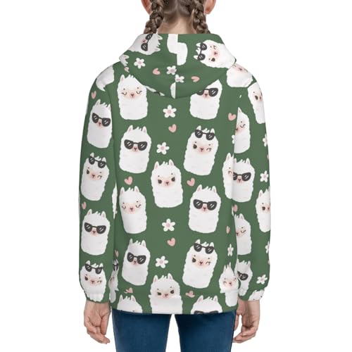 Alpaca Faces Kid Hoodies Boys Zip Up Sweatshirts Girls Pullover with Pocket 5
