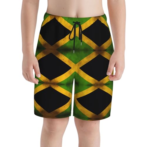 Old Jamaican Flag Youth Beach Pants, Soft and Breathable, with Drawstring Waist, Suitable for Sports and Leisure.3