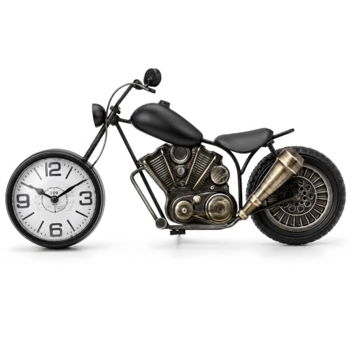 Image of Motorcycle Clock, Metal Wall & Table Decor, Silent Gift for Riders