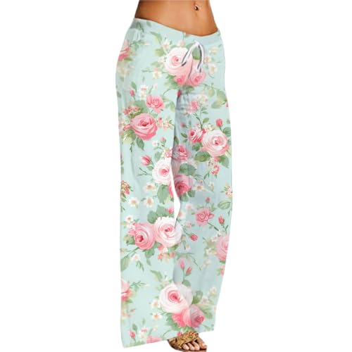 Pantalon de plage femme imprimé floral et sarouel décontracté taille large
