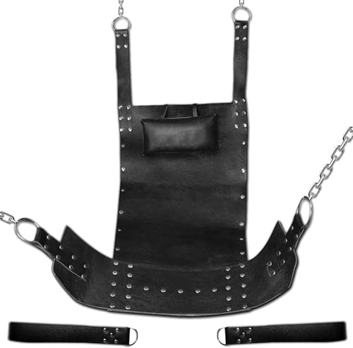 Sex Swing Adult Black Leather Lovemaking Foreplay Best Sex Comfortable Seat BDMS (Black)