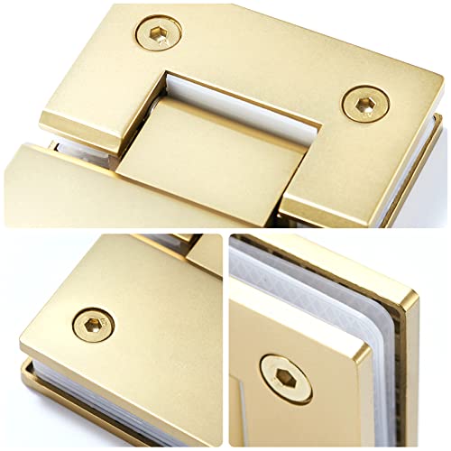 Ranbo Heavy Duty Glass Door Cupboard Showcase Cabinet Clamp Frameless Pivot Glass Shower Doors Hinge Replacement Parts Wall-To-Glass,304 Stainless Steel Polished Chrome (180 Degree) #TOP6