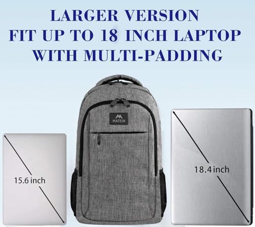 Image of MATEIN Extra Large 18.4 Inch Laptop Backpack, Travel Computer Backpack with USB Charging Port TSA Friendly, Anti Theft College Backpack Flight Approved Business Work Big Bag for Women Men, Grey