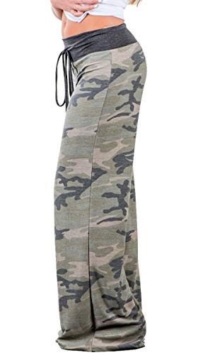 Amiery Women's Camo Pants Camouflage Pajamas Lounge Pants Women High Waisted Wide Leg Palazzo Pants Camo L #TOP2