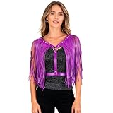 Aislor Punk Faux Leather Fringe Shrugs Harness Belt Fashion Rivet Waist Belts Trendy Fringed Shawl Cape Purple One Size