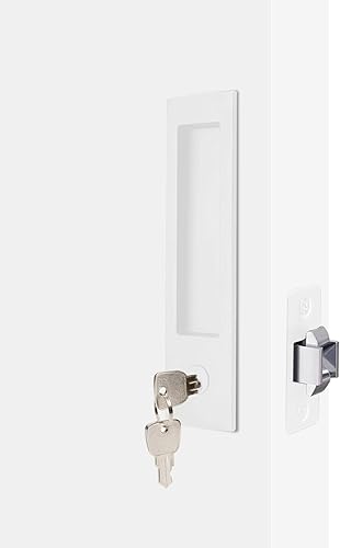 Miniatura 14 de Dontay - Manija de puerta corrediza embutida, función de entrada con llave, diseño rectangular moderno, (para dormitorio/baño) con cierre