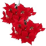 VALICLUD Künstliche Weihnachtssternpflanze 2 Stück Realistische Zierblumen aus Langlebigem Material Dekorative Weihnachtsstern Vasendekoration für Zuhause Garten und Party
