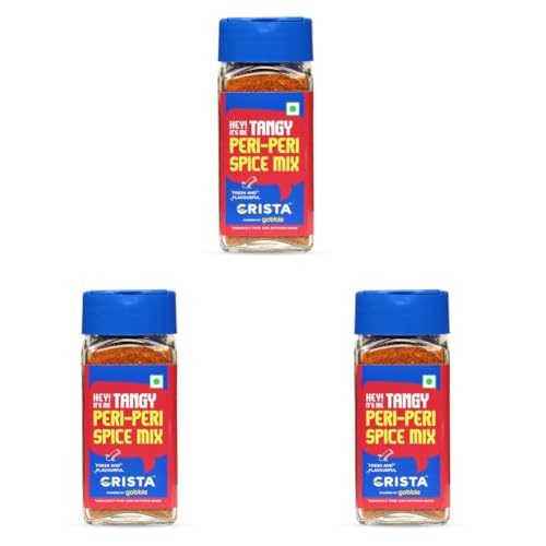 Image of CRISTA Tangy Peri-Peri Spice Mix | Exotic Spices | Multi-purpose Seasoning | Trans Fat Free | Vegan | Zero added Colours, Fillers, Additives & Preservatives | 45 gms (Pack of 3)