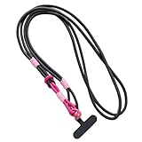 Color-Blocked Woven Phone Lanyard – Adjustable Crossbody/Wrist Dual-Use, Drop-Proof Phone Case Charm for Outdoor Activities,Travel,and Everyday Use Rose Red + pad