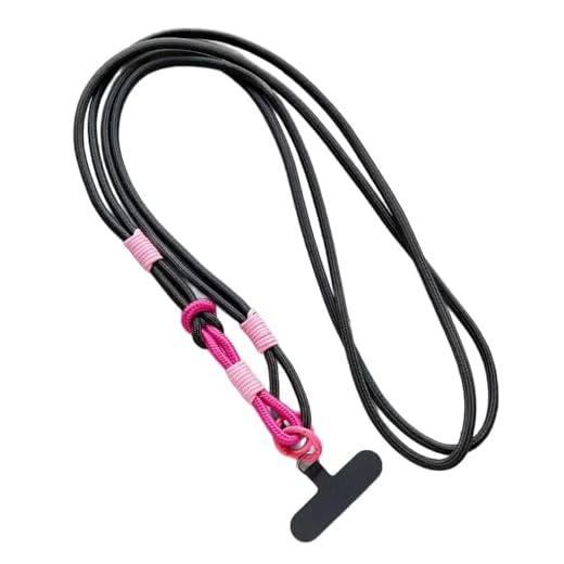 Color-Blocked Woven Phone Lanyard – Adjustable Crossbody/Wrist Dual-Use, Drop-Proof Phone Case Charm for Outdoor Activities,Travel,and Everyday Use Rose Red + pad