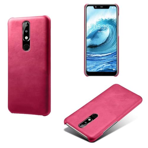 Funda para Nokia 5.1 Plus,Antideslizante,Protección contra caídas,Casca Trasera de Color sólido Simple,Diseño de Cuero de imitación de plástico-Brown
