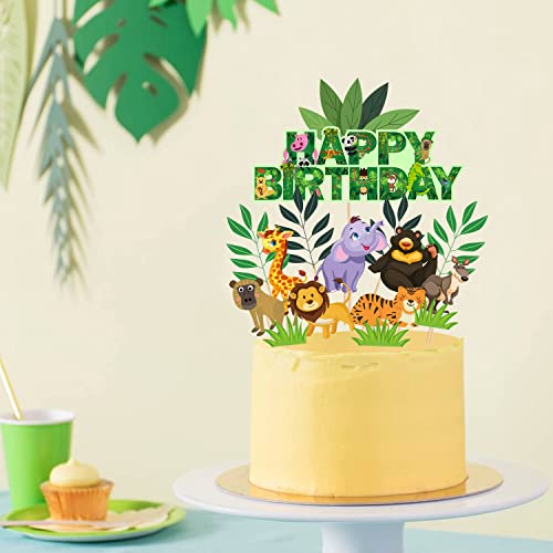 Jungle Birthday Party Supplies, 1 Set Jungle Party Supplies Set for Boys and Girls, Include Cup Cake Topper and Cake Topper