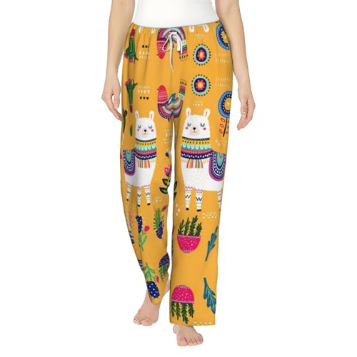 Pantalon de pyjama doux femme ample à dessin animé confortable avec taille élastique flexible