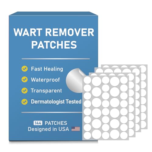 Image of Wart Remover - Salicylic Acid Patches for Common and Plantar Warts - Waterproof & Adhesive Pads - Invisible Hydrocolloid Protection for Feet & Fingers (144 Patches) - M20