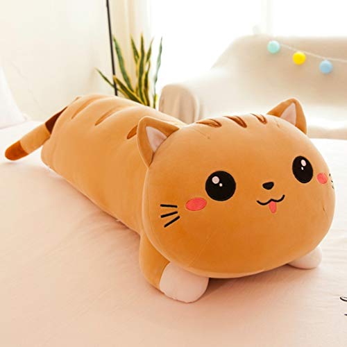 YQkasj 抱き枕 猫 ぬいぐるみ 可愛い クッション 気持ちいい 安眠グッズ ボディーピロー 70cm 抱き枕 動物 添い寝枕 プレゼント ふわふわ 肌触りよい 抱きまくら 抱き枕 ねこ かわいい もこもこ グレー ブラウン