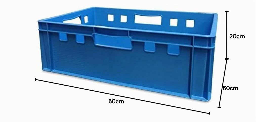 kanister-vertrieb® 5 Stück E2 Kisten 60x40x20 cm Fleischkiste Lagerkiste Metzgerkiste Eurobox blau