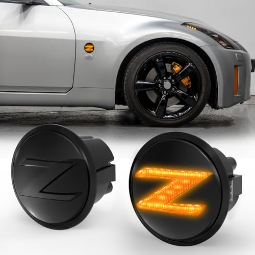 OKSIWA LED Side Marker Lights for Nissan 350z Z33 2003-2009, Nissan 370z Z34 2009-2020,With Sequential Amber Turn Signals One pair
