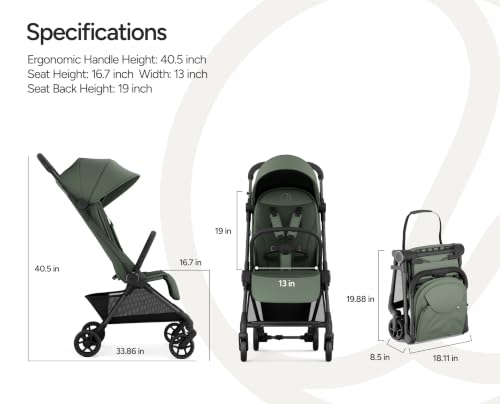 Image of Mompush Nexis Carbon Fiber Lightweight Travel Stroller, Carry-On, Forest