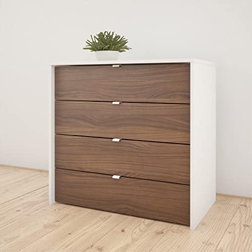 Nexera 4-Drawer Chest, White/Walnut #TOP1