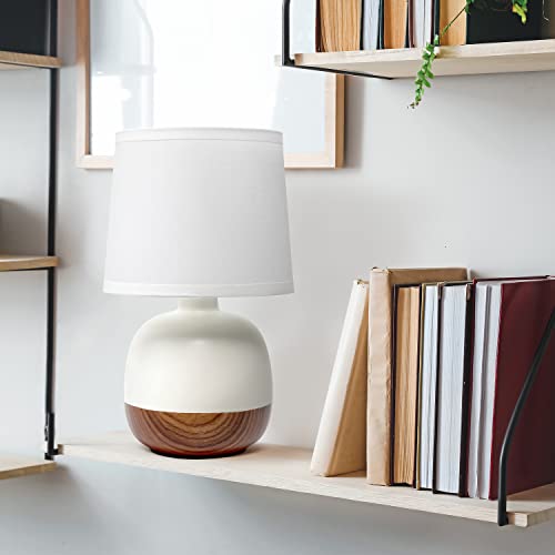 Simple Designs Lt2078-Dww Petite Mid Century Table Lamp, Dark Wood And White #TOP15
