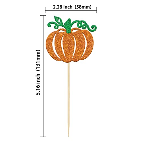Gyufise 24Pcs Pumpkin Cupcake Toppers Orange Glitter Fall Theme Cupcake Picks Pumpkin Themed Baby Shower Birthday Thanksgiving Halloween Party Cake Decorations Supplies #TOP1