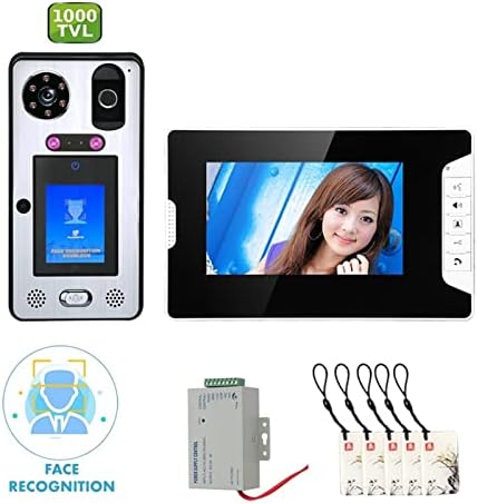 7 Inch Video Door Phone Doorbell Intercom System with Face Recognition Fingerprint RFIC Wired 1000TVL Camera Ring Alarm Home Security System (Color : Black Size : 813GLB12) (Black 813GLB11)