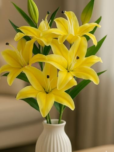 Image of ARTSY Artificial Flowers for Decoration Lily Flower Bunch for vase /Pot, Long Size Stick stem, Home /Office Decor, Gift, Artificial Plant, Craft, Without Vase, 100 cm Height, 1 piece, Green