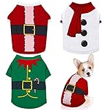 Pedgot 3 Pieces Dog Christmas Shirt Printed Puppy Shirt Pet Christmas Clothes Holiday Dog Cat Pet Shirts with Assorted Patterns for Christmas Cosplay Pet Apparel, Medium