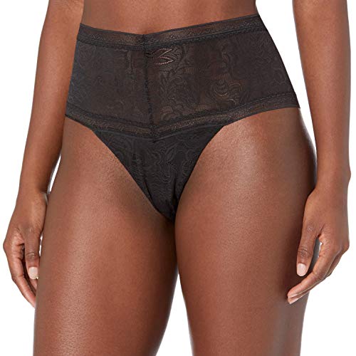 Maidenform womens Tummy Smoothing Lace Thong Panties, Black, 5 US