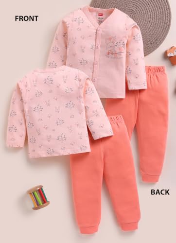 Image of LuvLap Baby Boys & Girls Regular Fit 100% Cotton Half Sleeves Jhabla & Shorts Set Pack of 2