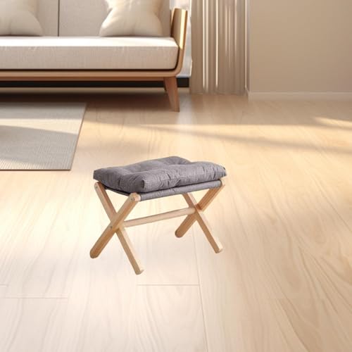 Tabouret en bois pliable et pouf gris pour petits espaces