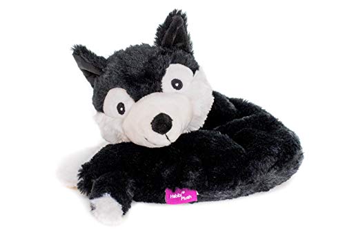 Habibi Plush Premium WOLF Coussin de nuque avec fermeture Velcro et coussin chauffant