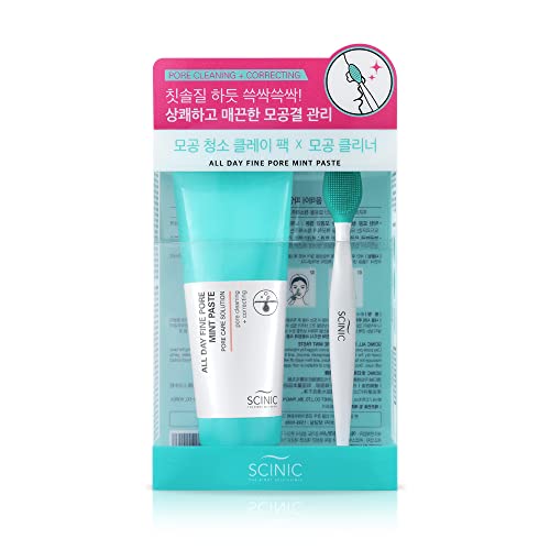 Scinic All Day Fine Pore Pack | Brush Like Brushing Teeth | Pore Cleaning Clay Pack | Treatment-Mask | Cleanses Clogged Pores, Smoothens Skin | K-Beauty… (Mint Paste 2.7 Fl.oz) #TOP7