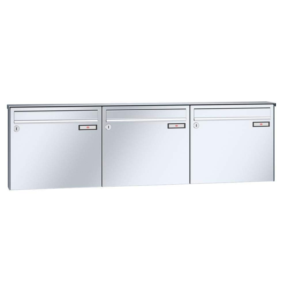 RENZ Basic B cassetta postale a 3 posti fissata a muro in acciaio inox V4A 12 L