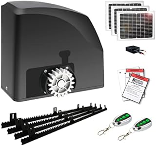 TOPENS DKR500ST Solar Sliding Gate Opener Rack Drive Automatic Gate Motor for Heavy Driveway Slide Gates Up to 1300 Pounds, Electric Gate Operator Battery Powered with Solar Panel Remote Control Kit
